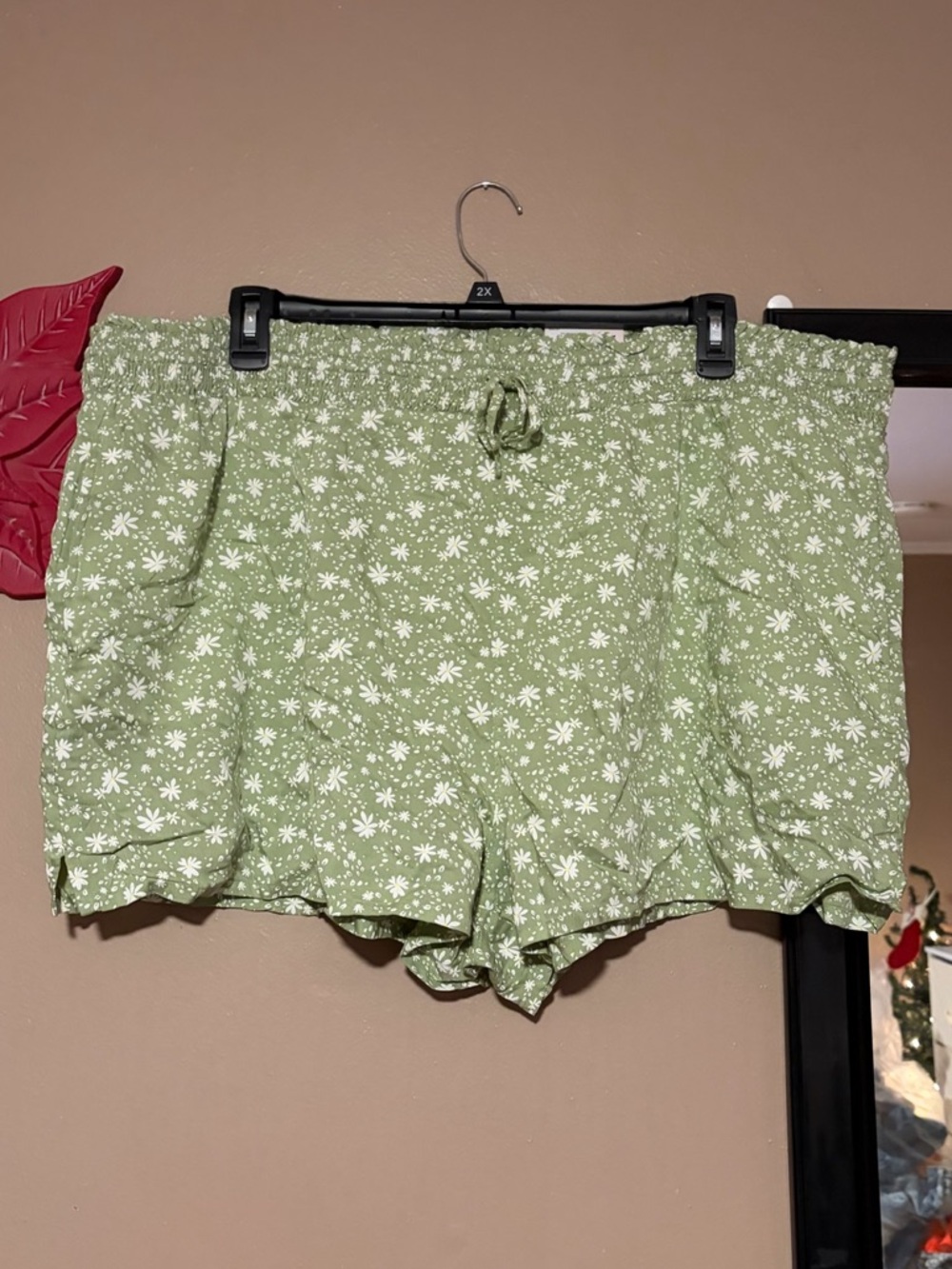 SO Sage Green Floral High-Waist Lounge Shorts